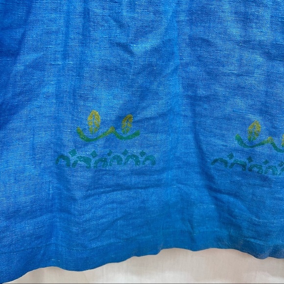 Blue Cactus Women dress Sz 3x Made In USA Yellow Blue Maxi Art to Wear Coastal - Picture 5 of 9